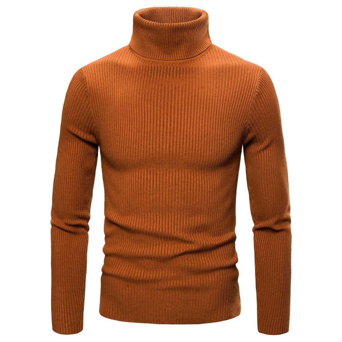 Herren Ripp-Strickpullover mit hohem Kragen und körpernahem Schnitt Stilzeits
