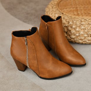 Damen modische Stiefeletten mit elegantem Reißverschluss Stilzeits