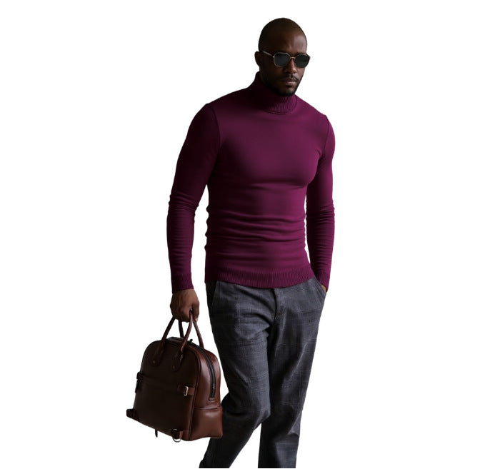 Herren rollkragen pullover mit feiner Struktur Stilzeits