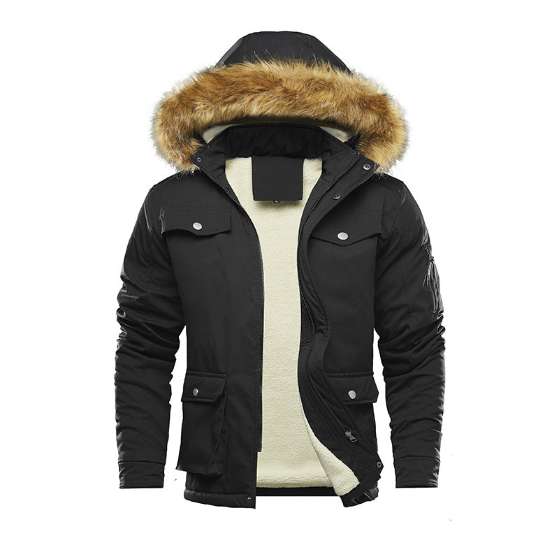 Herren isolierte Winterjacke mit abnehmbarer Kapuze und Futter Stilzeits