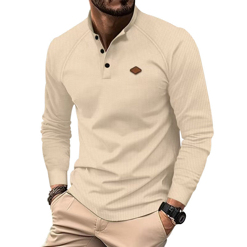 Herren Langarm-Henley-Shirt mit strukturierter Oberfläche und modischen Knopfdetails Stilzeits