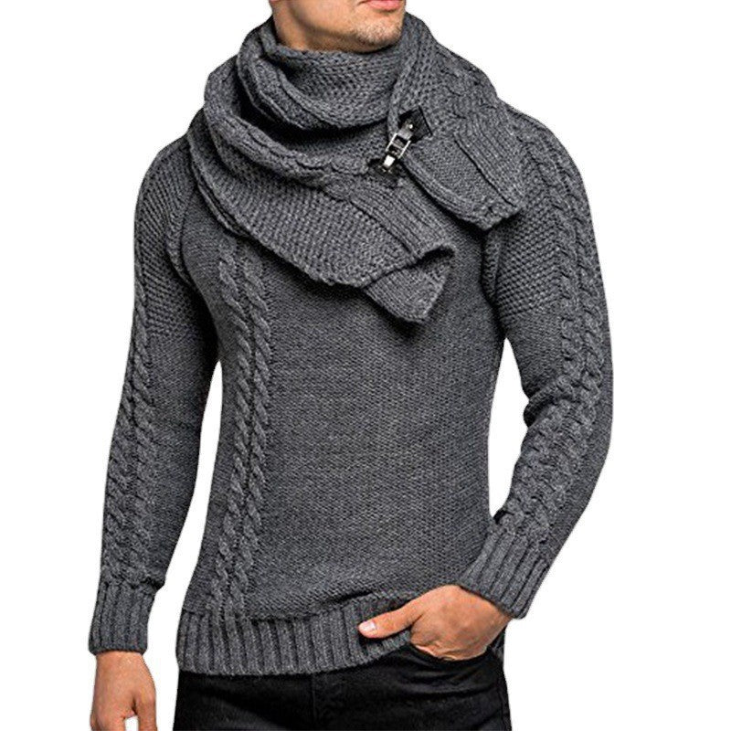 Herren Strickpullover mit integriertem Schal Stilzeits