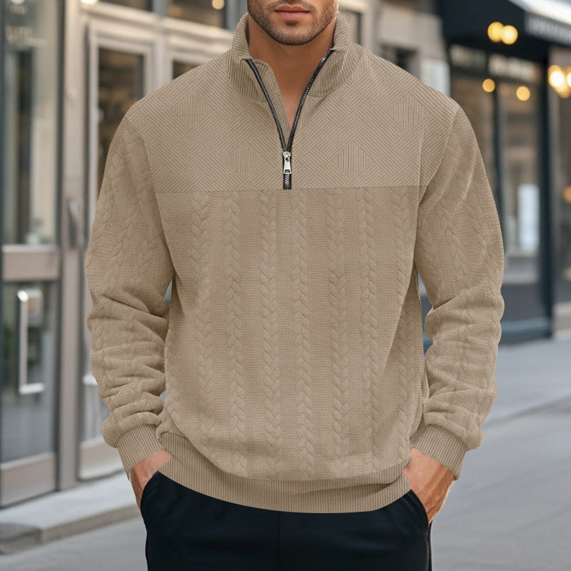 Herren Strickpullover mit modernem Stehkragen und Reißverschluss Stilzeits