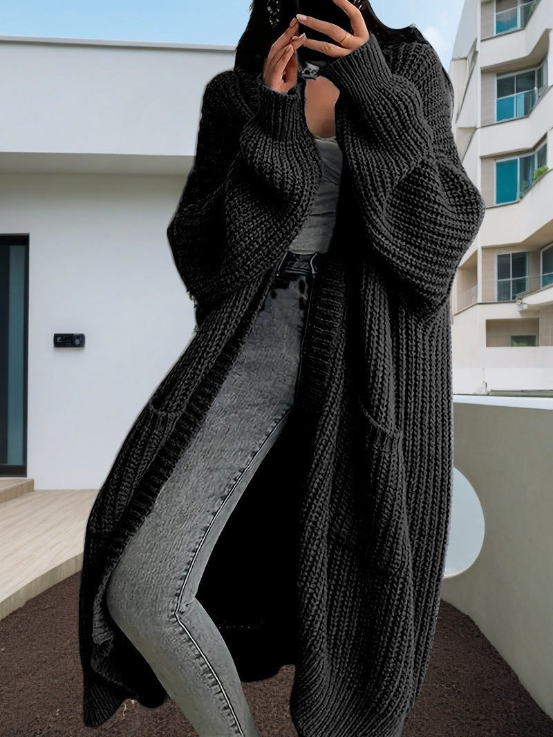Damen Großer Strickcardigan mit lässiger Passform und großen Taschen Stilzeits