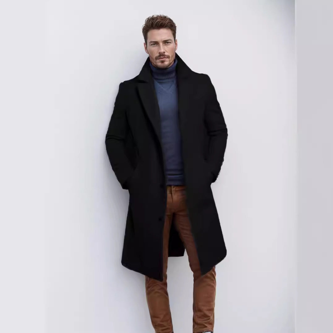 Herren eleganter Wintermantel mit schickem Revers Stilzeits