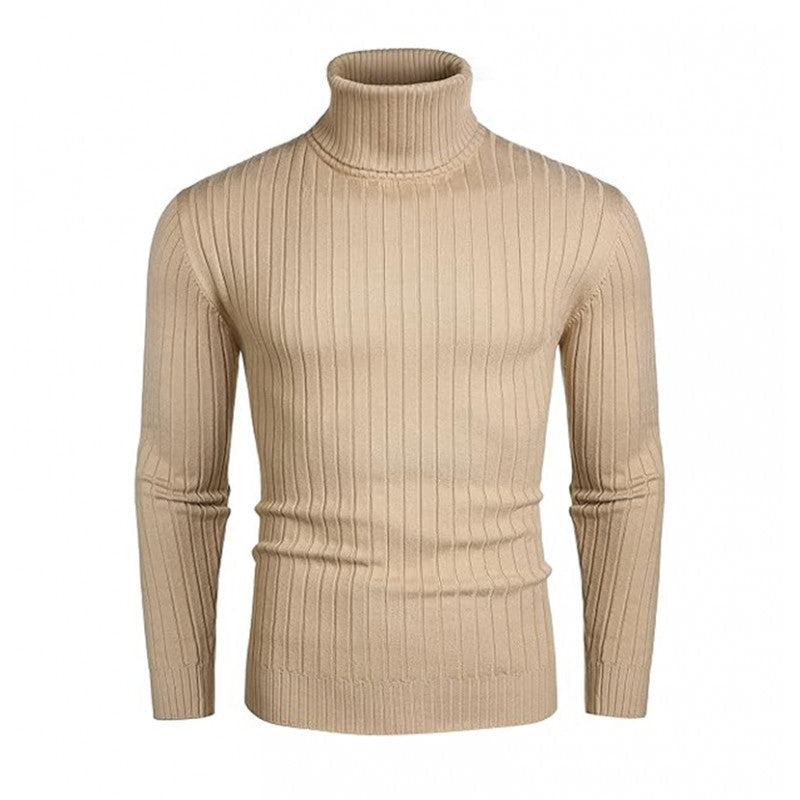 Herren Rollkragenpullover aus elastischem Strickmaterial mit feinem Rippendesign Stilzeits