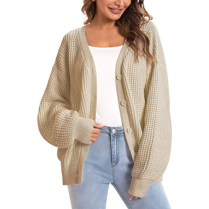 Damen Grober Strickcardigan mit offenem Design und lässigem Schnitt Stilzeits