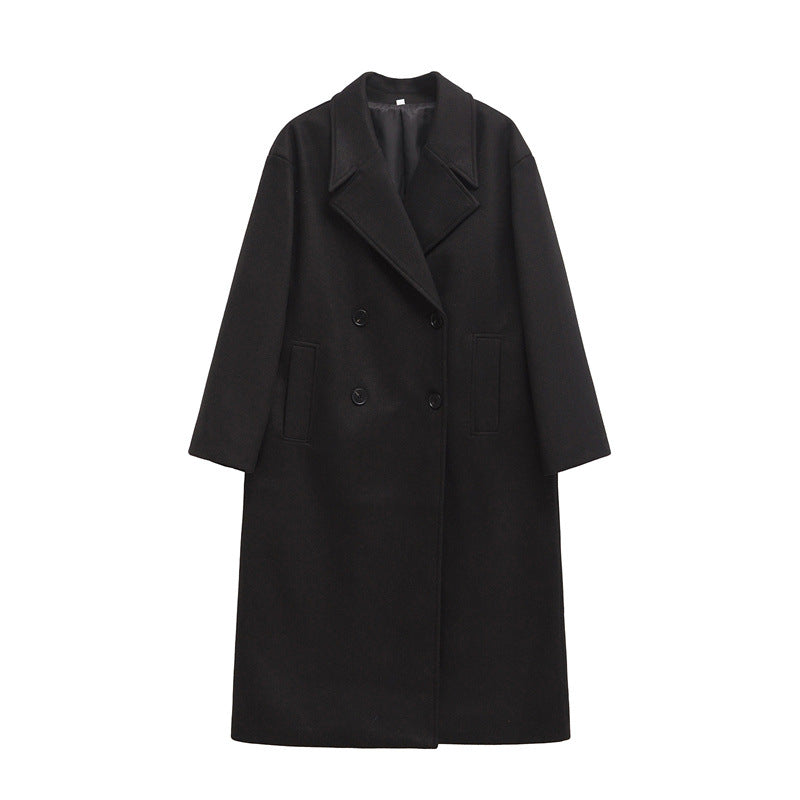 Damen Eleganter Übergrößen Doppelreiher-Wollmantel Stilzeits