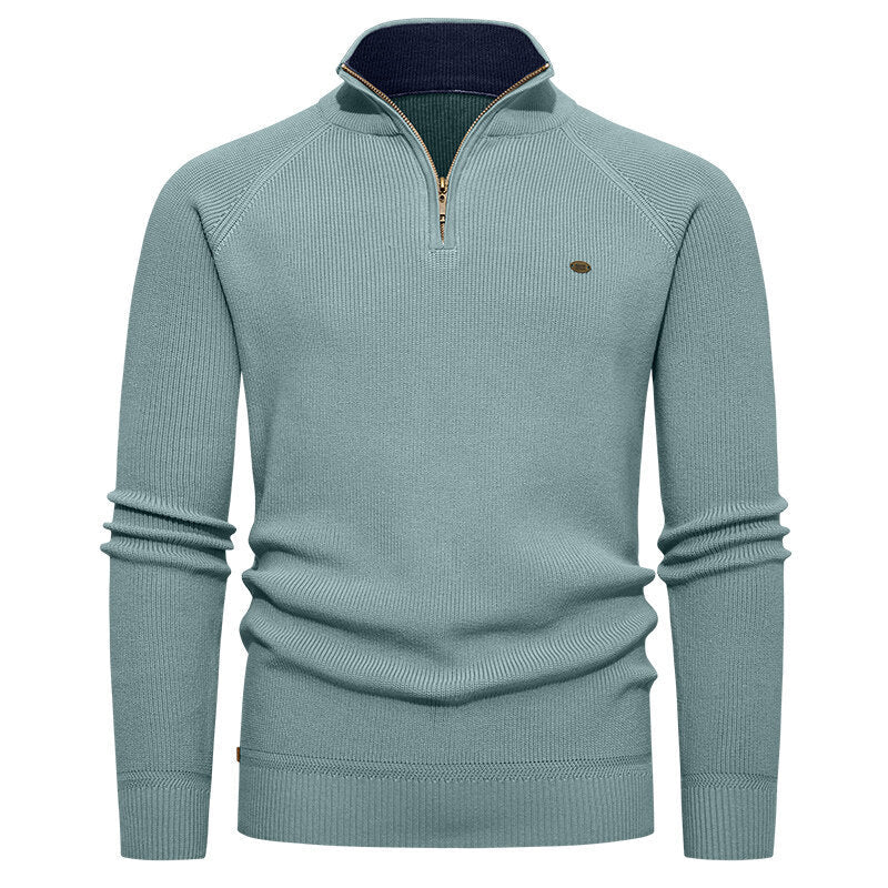 Herren Strickpullover mit Stehkragen und Reißverschluss Stilzeits