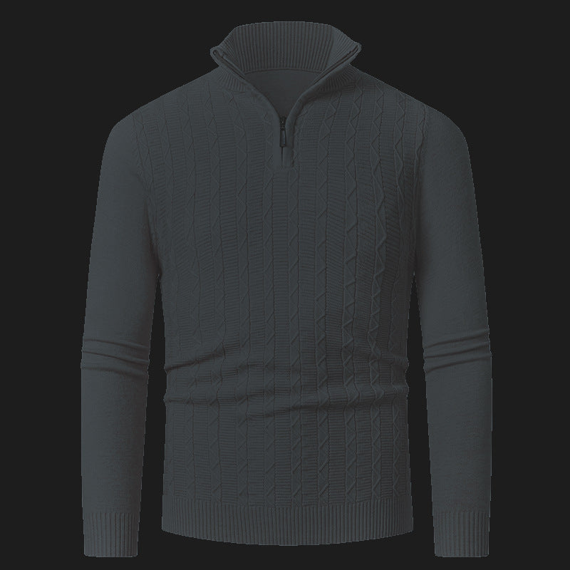 Herren Strickpullover mit modernem Kragen und Reißverschluss Stilzeits