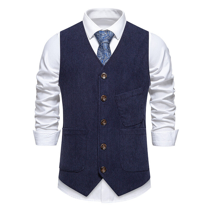 Herren elegante Cordweste mit praktischen Taschen und fein strukturiertem Design Stilzeits