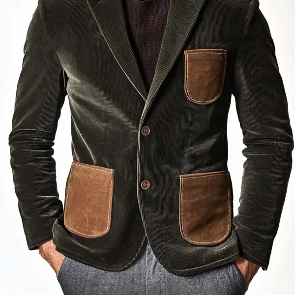 Herren elegante Cordjacke mit applikationen Stilzeits