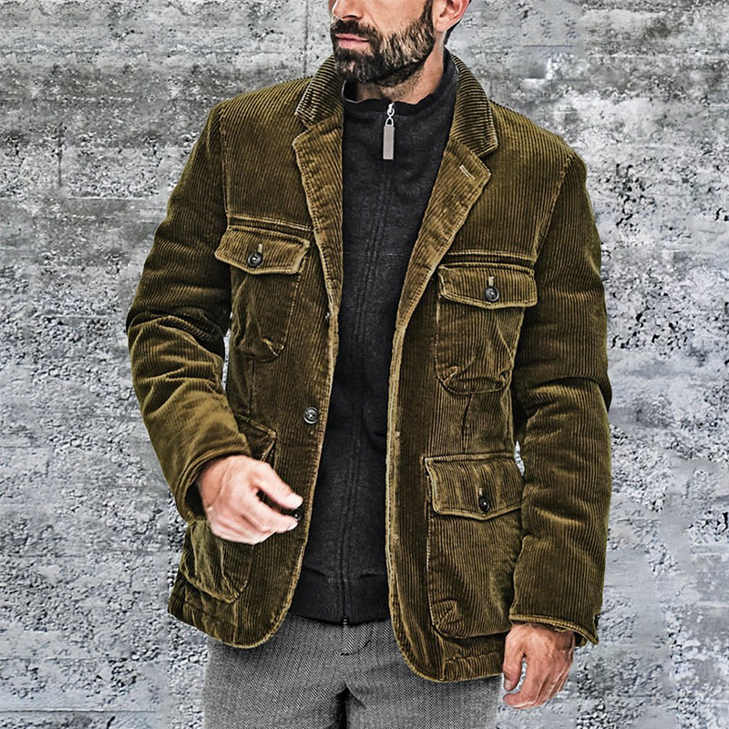 Herren Cordjacke mit praktischen aufgesetzten Taschen und modernem Schnitt Stilzeits