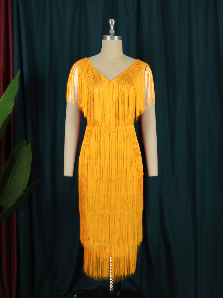 Damen Fransen Kleid Stilzeits