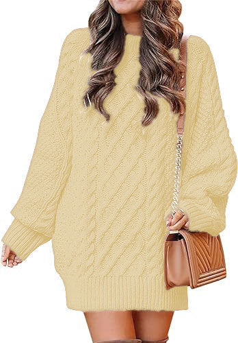 Damen Großer Strickpullover mit Zopfmuster und lässigem Schnitt Stilzeits