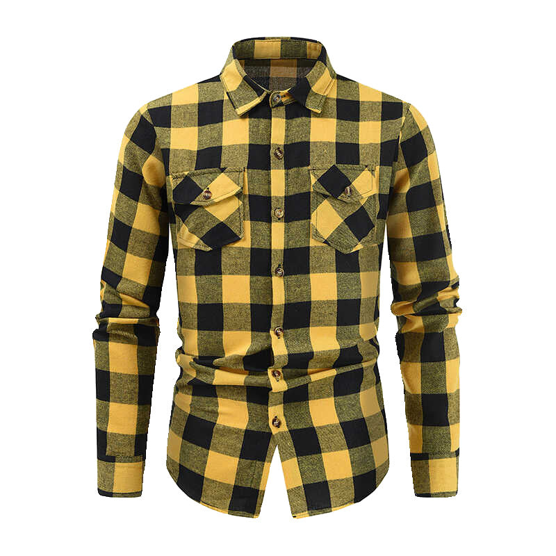 Herren klassisches Flanellhemden mit Karomuster und praktischen Brusttaschen Stilzeits