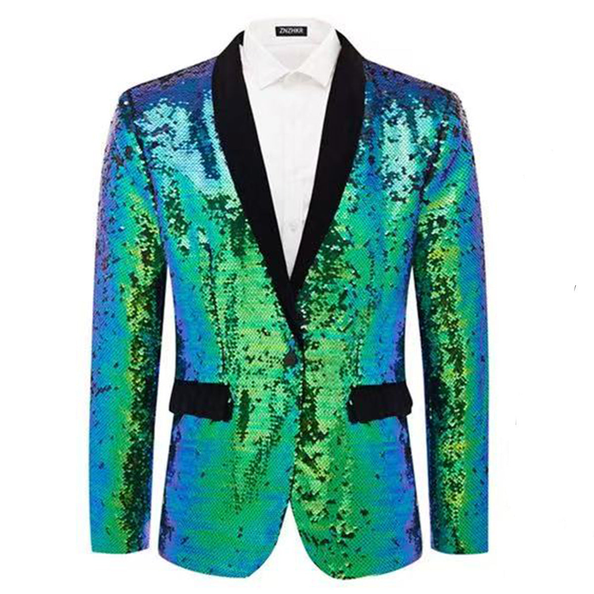 Herren Smokingblazer mit glänzenden Pailletten und eleganter Satinkragen Stilzeits