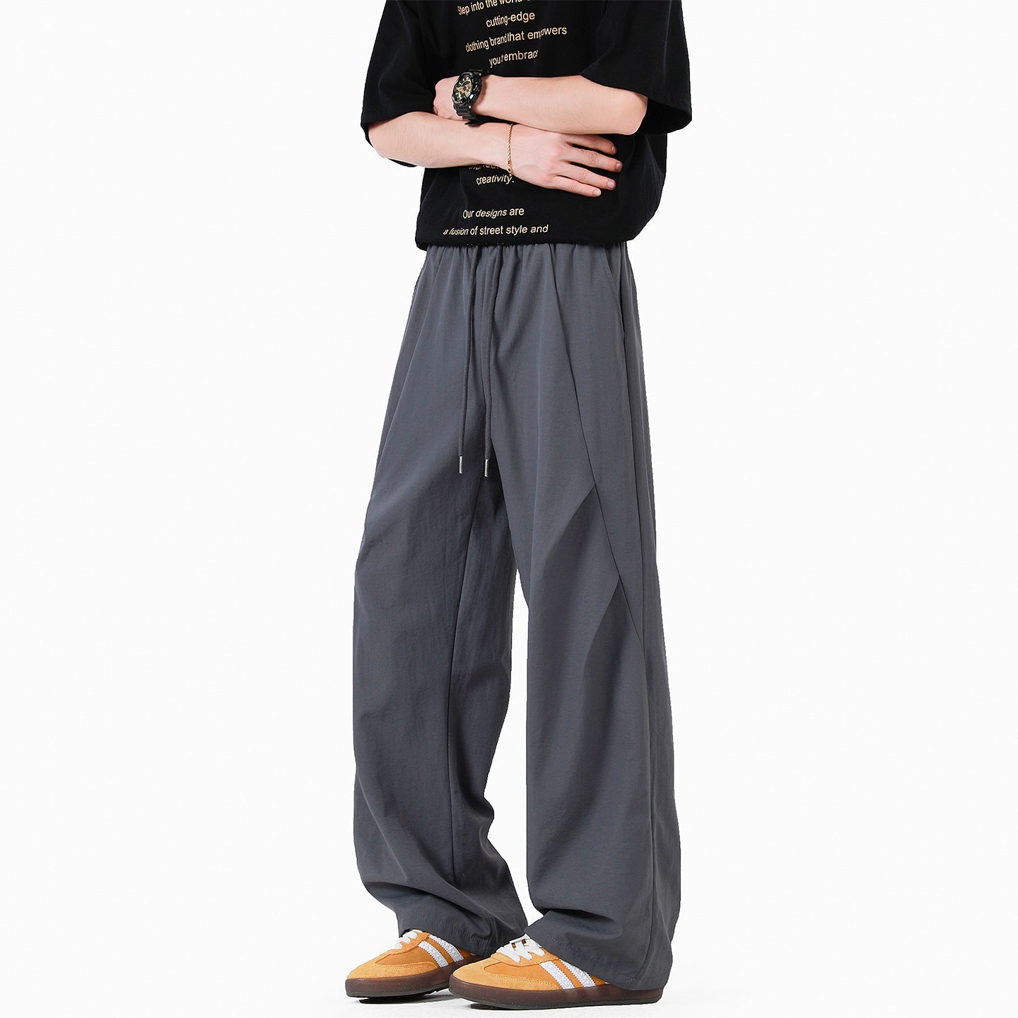Unisex elegante Freizeithose mit hohem Bund und lockerer Passform Stilzeits