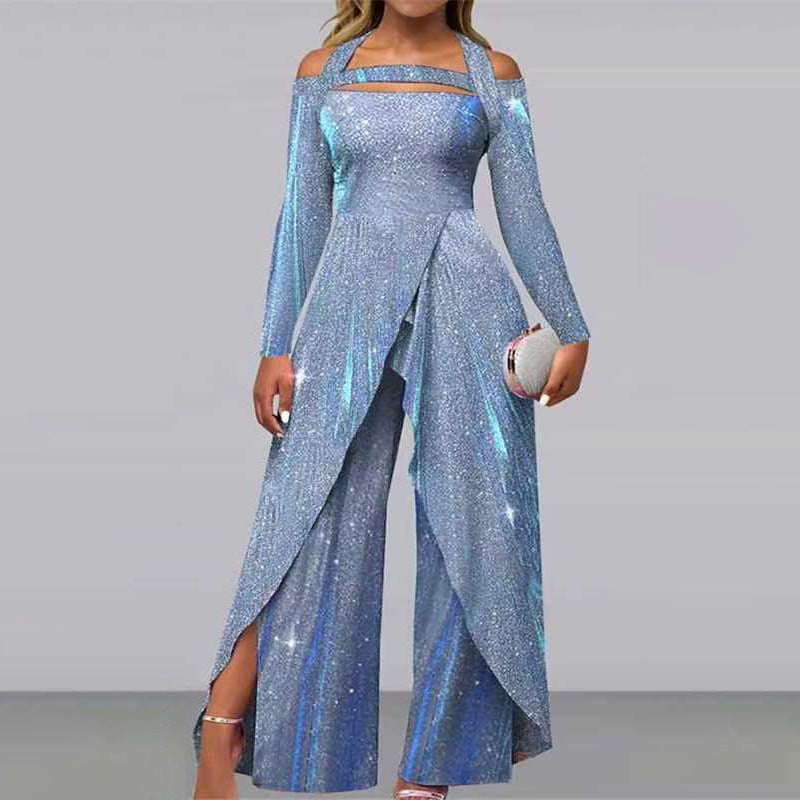 Damen Glamouröses Funktionsjumpsuit mit schimmerndem Effekt und elegantem Design Stilzeits