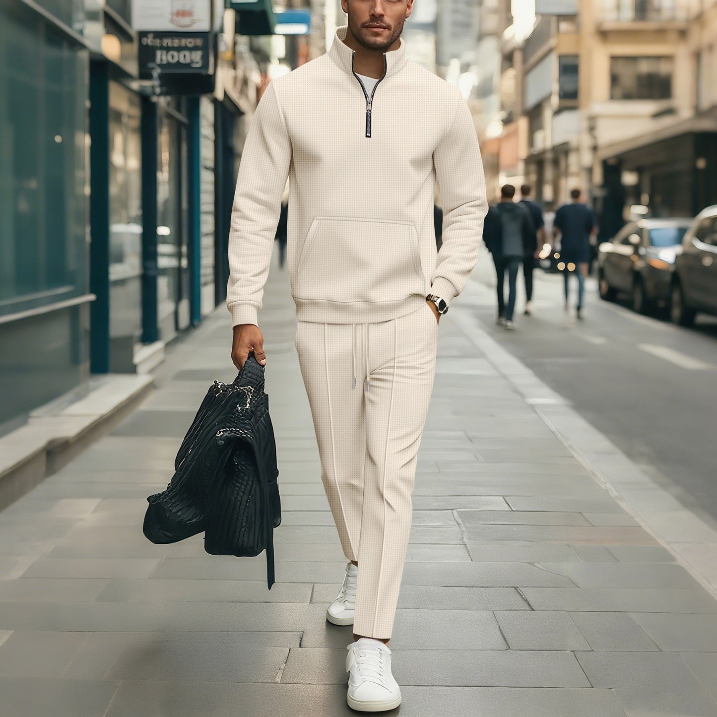 Herren Freizeit Sweater-Set mit modernem Reißverschluss und elastischem Bund Stilzeits