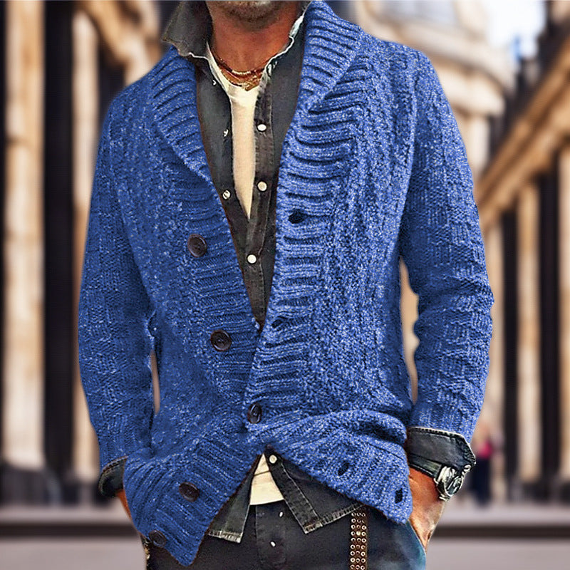 Herren Strickjacke mit großem Schalkragen und strukturiertem Design Stilzeits