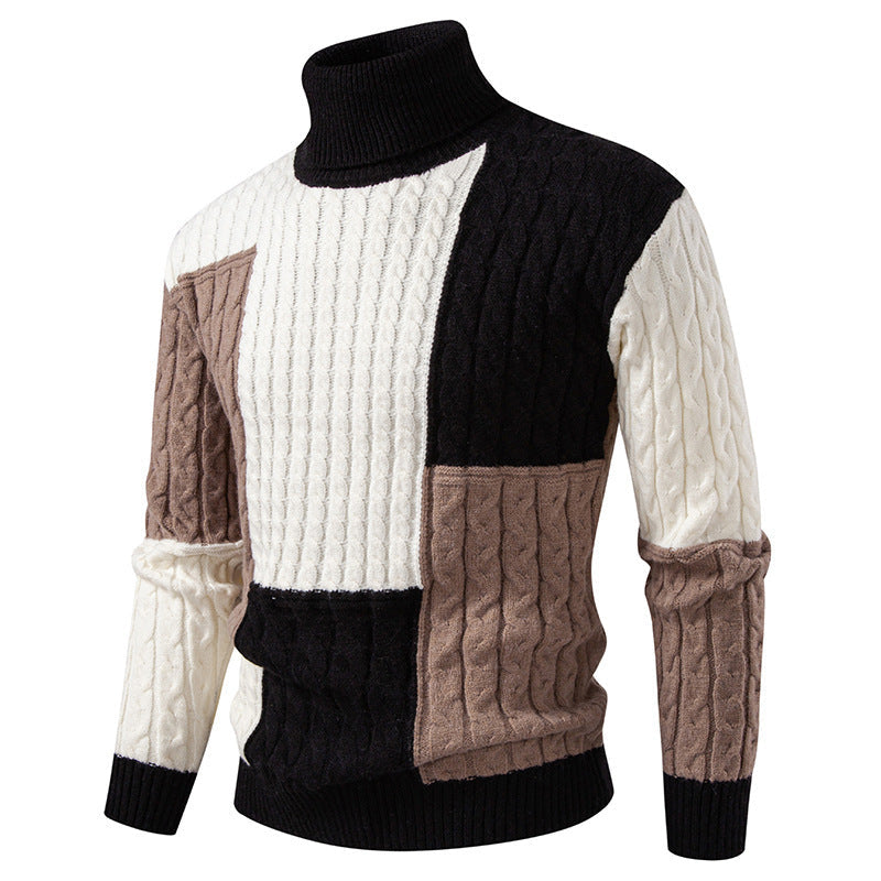 Herren hochwertiger Strickpullover mit modernem Farbblockdesign Stilzeits