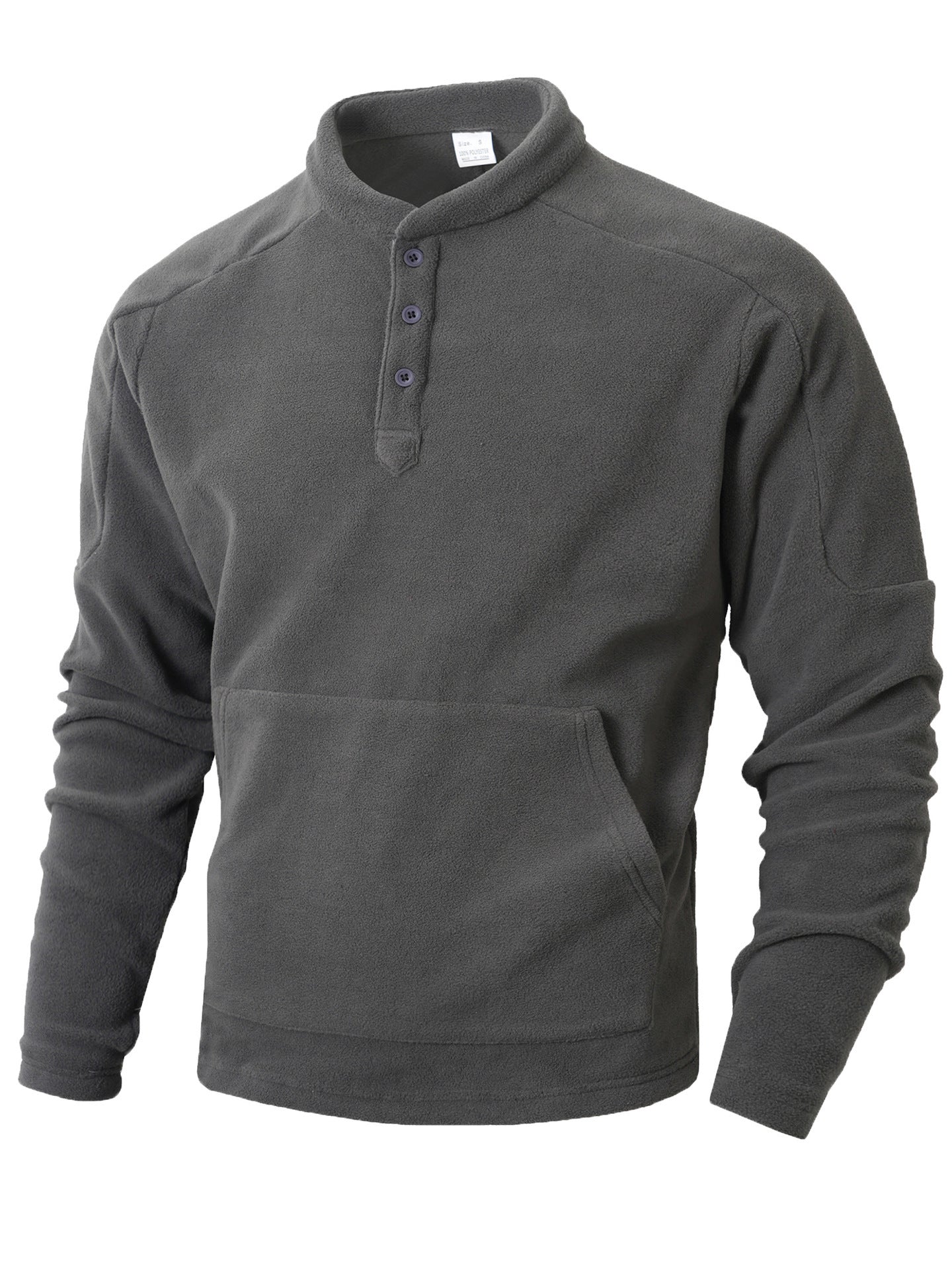 Herren Fleece-Pullover mit modischem Stehkragen und praktischen Knopfdetails Stilzeits