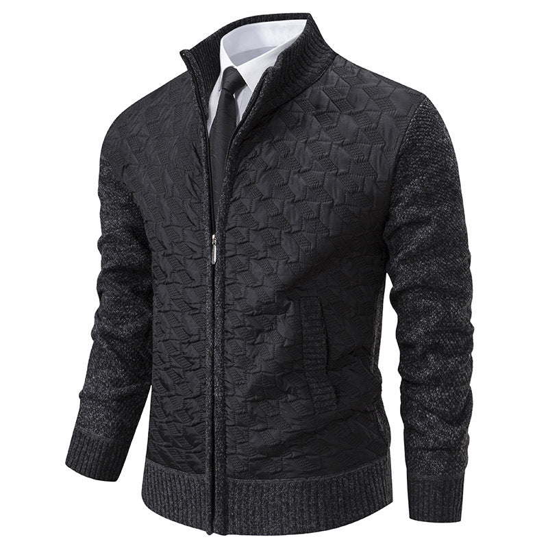 Herren stylische Steppjacke mit strukturiertem Obermaterial und hohem Kragen Stilzeits