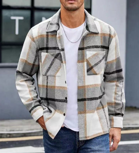 Herren lässige Karomuster Hemdjacke Stilzeits