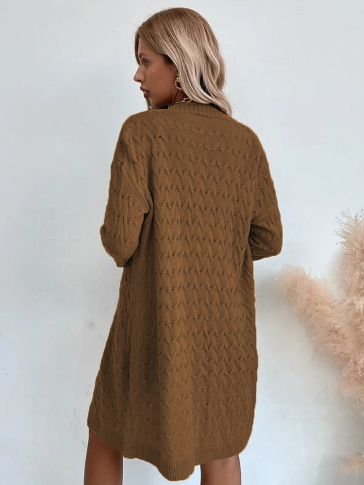 Damen Großer Strickmantel mit strukturiertem Muster und lässigem Schnitt Stilzeits