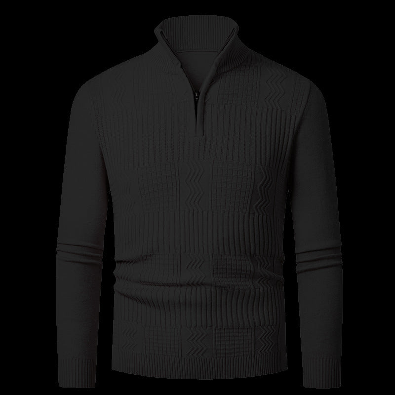Herren Strickpullover mit modernem Reißverschluss und strukturierter Oberfläche Stilzeits
