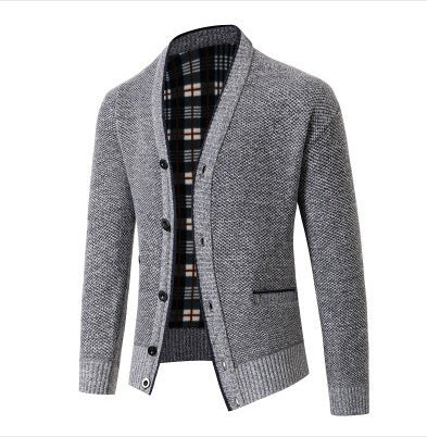 Herren eleganter Strickcardigan mit Karomuster Stilzeits