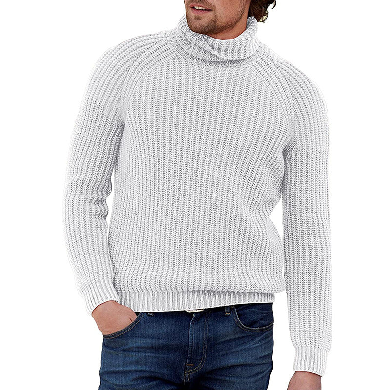 Herren Grobstrick Pullover mit hohem Kragen Stilzeits