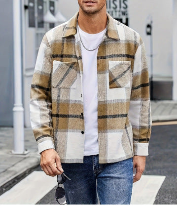 Herren lässige Karomuster Hemdjacke Stilzeits