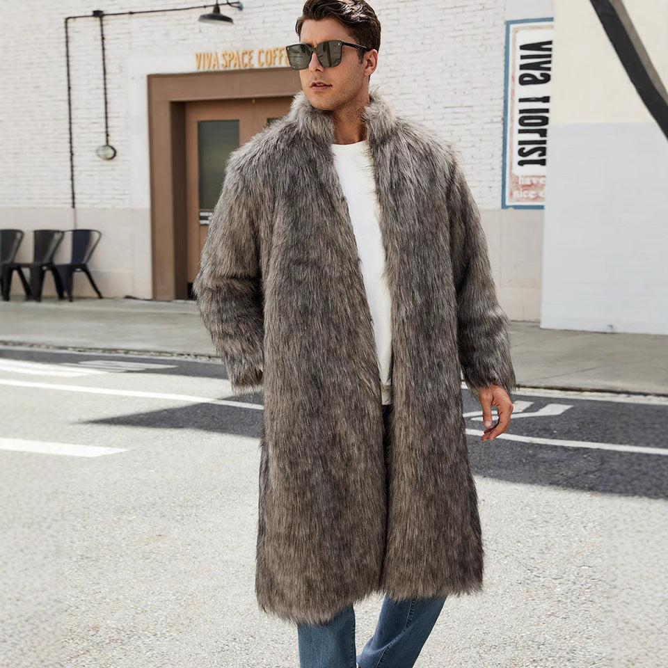 Herren Eleganter und kuscheliger Langmantel aus Kunstfell Stilzeits
