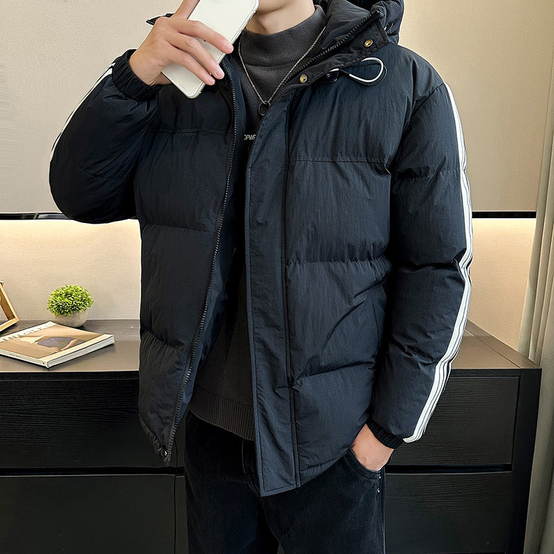 Herren modische und warme Steppjacke mit verstellbarer Kapuze Stilzeits