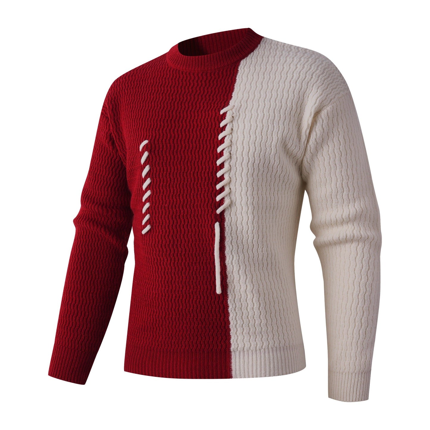 Herren Strickpullover mit modernem Zopfmuster und kontrastierenden Details Stilzeits