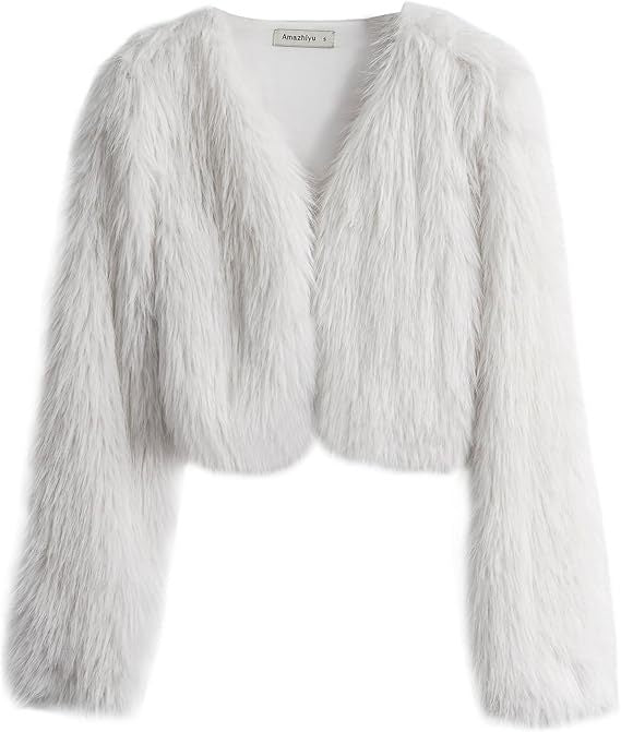 Damen Flauschige Kurzjacke mit offenem Schnitt Stilzeits