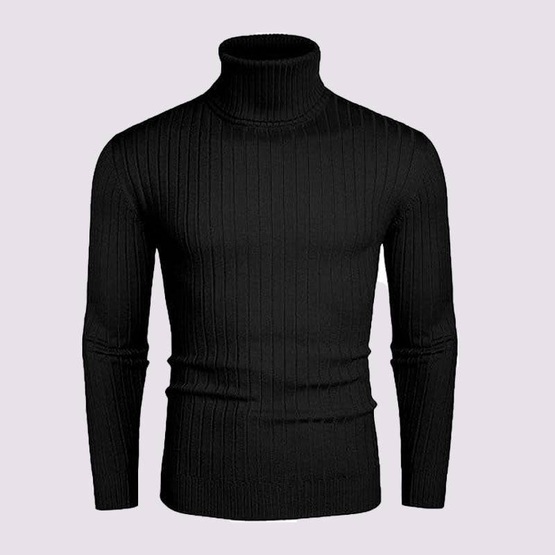 Herren modischer Rollkragenpullover mit feinem Rippenmuster Stilzeits