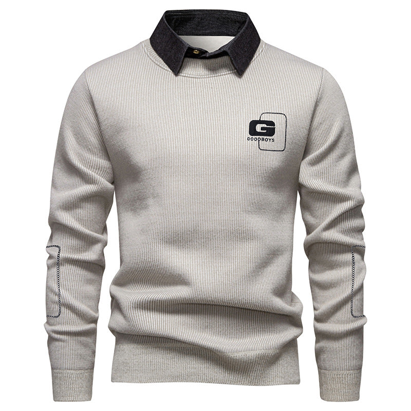 Herren eleganter Pullover mit Kragen und feinem Strickmuster Stilzeits