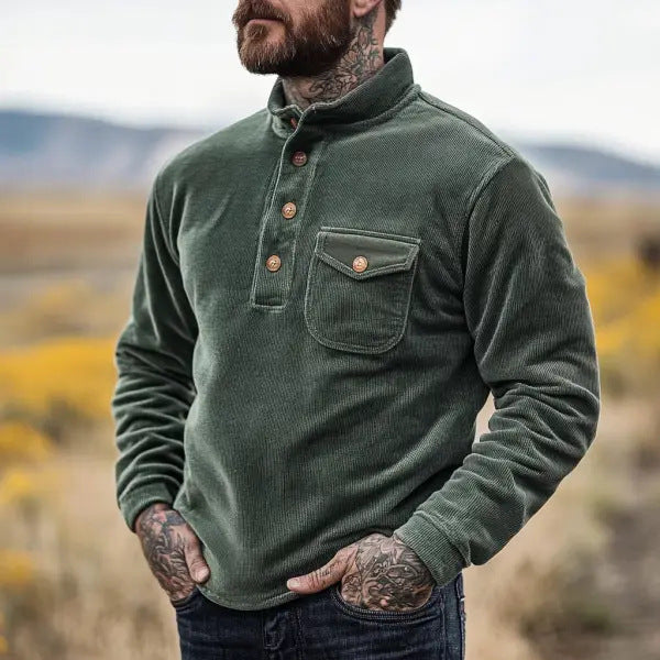 Herren Fleece-Hemd mit Knopfleiste und Brusttasche Stilzeits