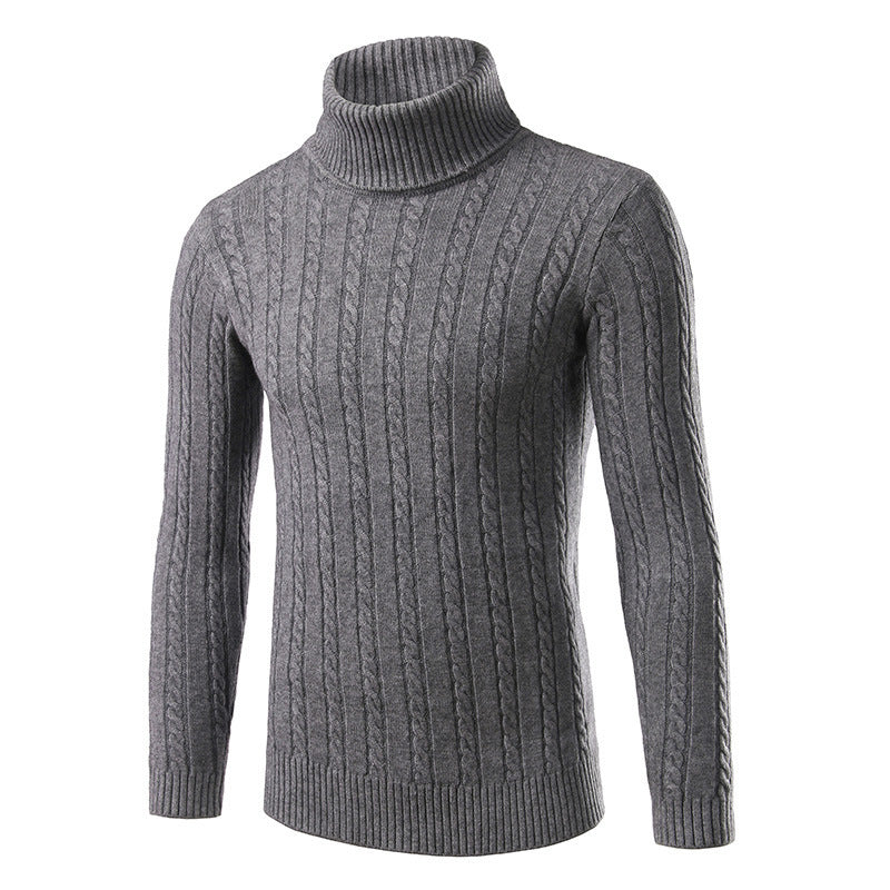 Herren stilvoller Rollkragenpullover mit Zopfmuster Stilzeits