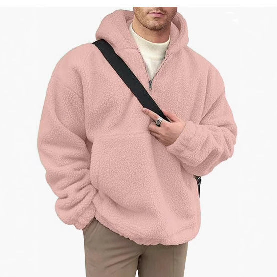 Herren kuscheliger Fleece-Pullover mit halbem Reißverschluss Stilzeits