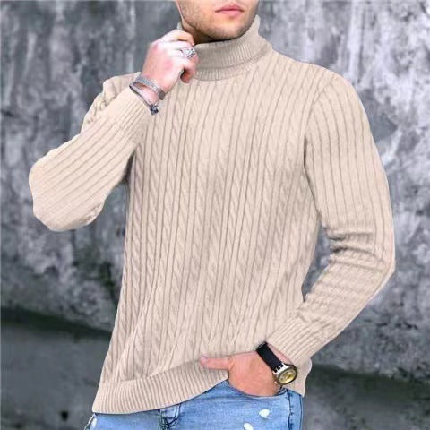Herren Strickpullover mit modernem Rippmuster und hohem Kragen Stilzeits