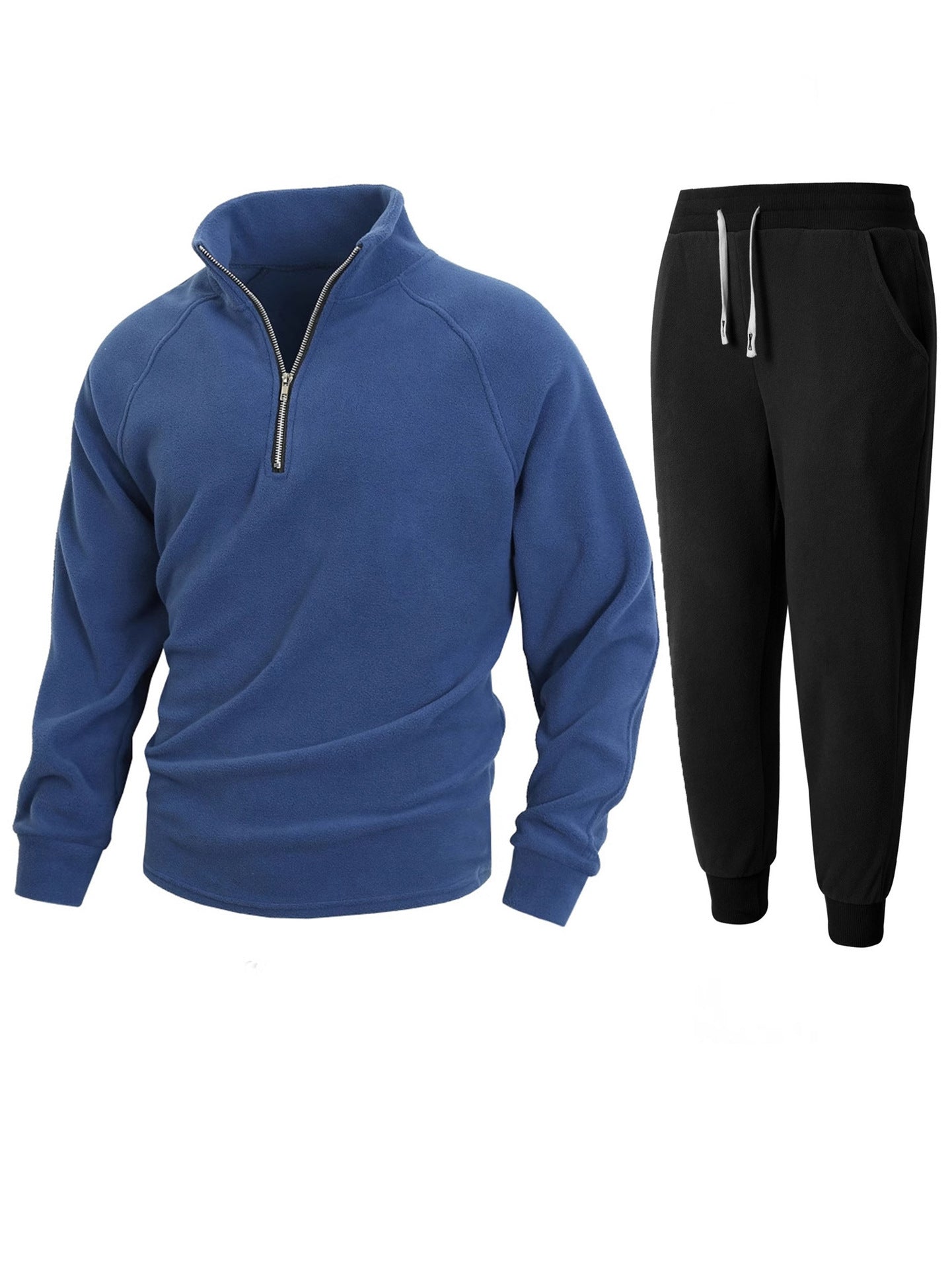 Herren Fleece-Oberteil mit modernem Stehkragen und sportlicher Jogginghose Stilzeits