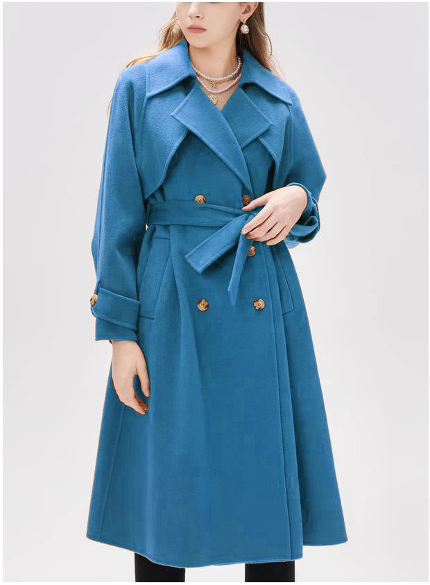 Damen gefütterter Trenchcoat mit großem Revers und Taillengürtel Stilzeits