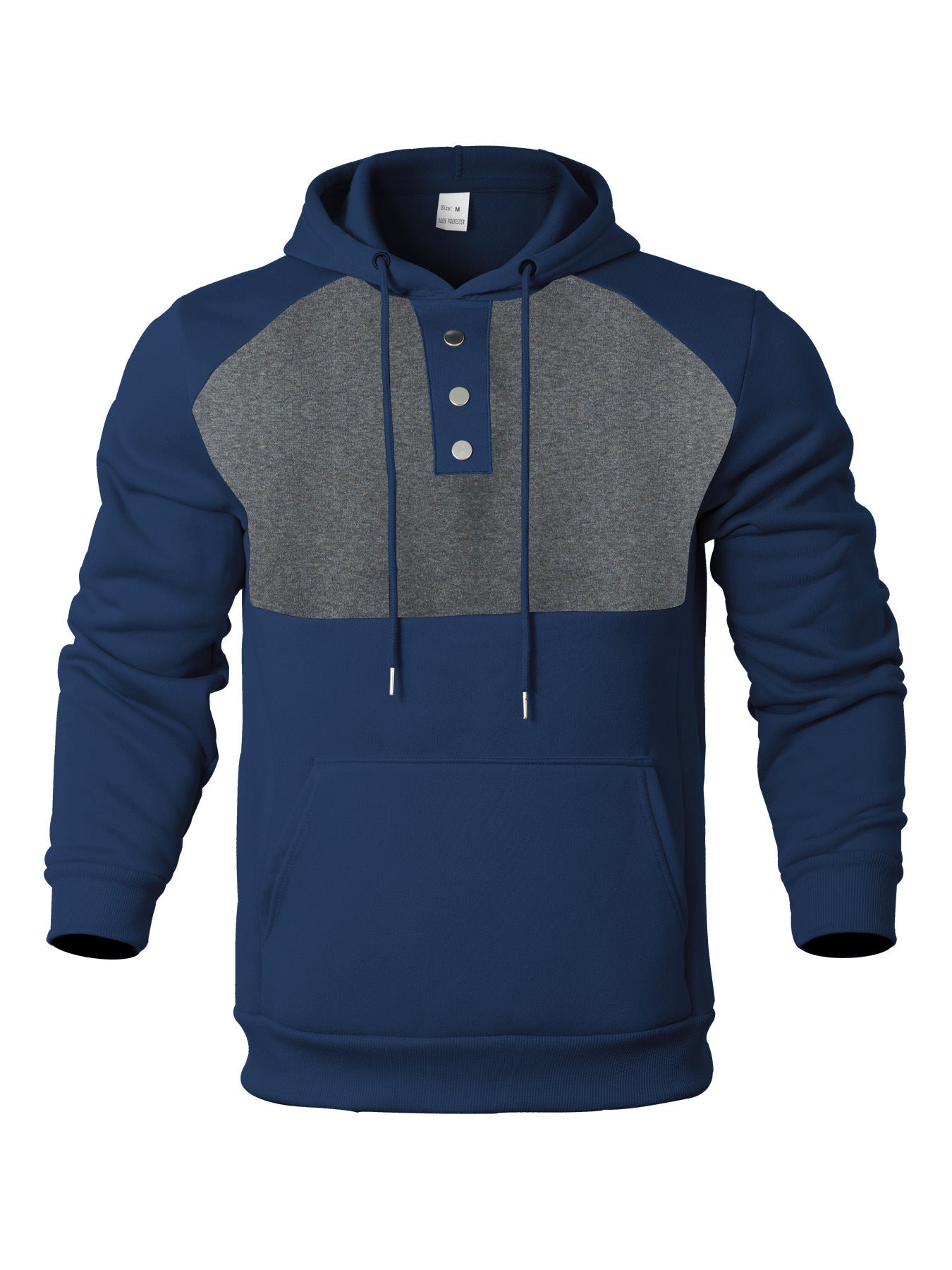 Herren Hoodie mit Knopfleiste und Kontrastdetails Stilzeits