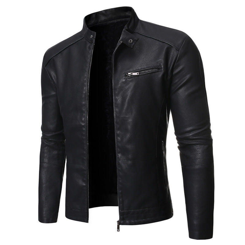 Herren elegante Motorradjacke mit modernem Stehkragen Stilzeits
