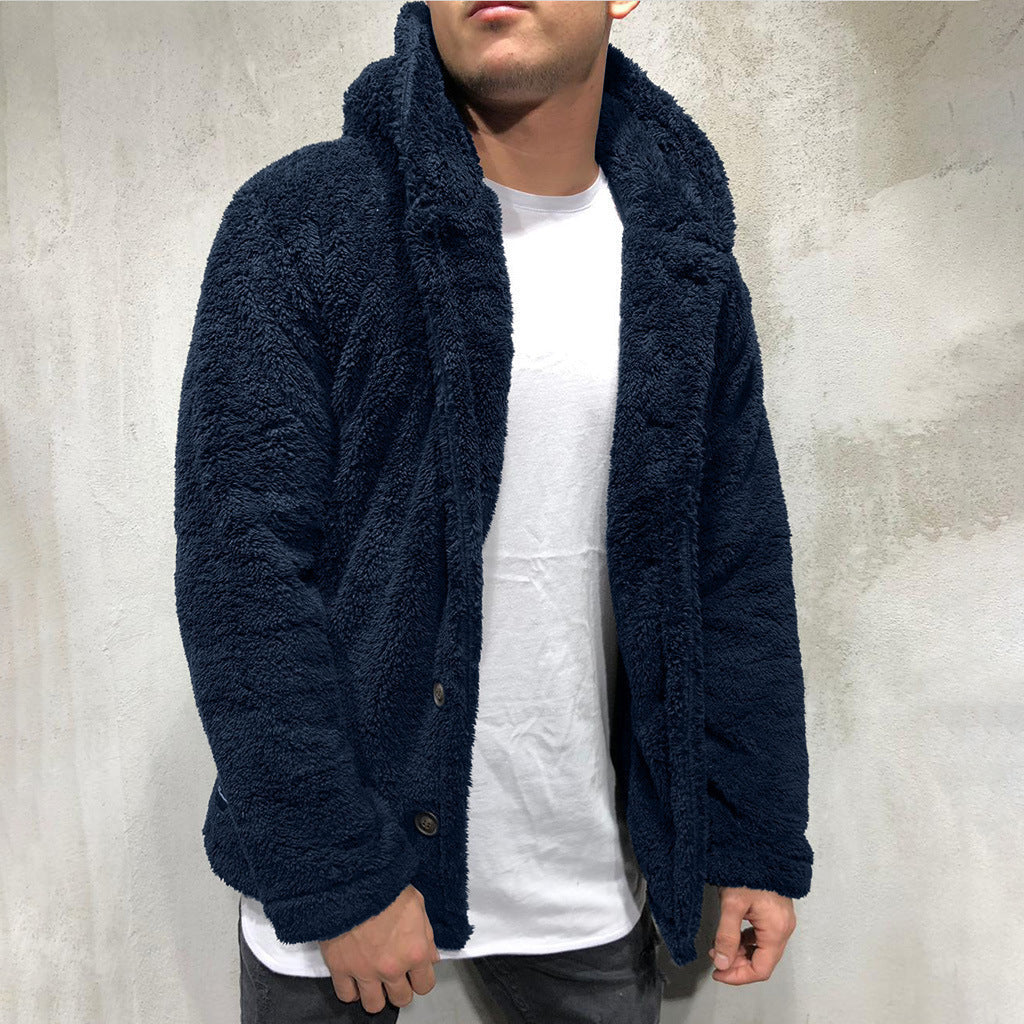 Herren Kuschelige Teddyjacke mit breitem Revers und praktischen Taschen Stilzeits