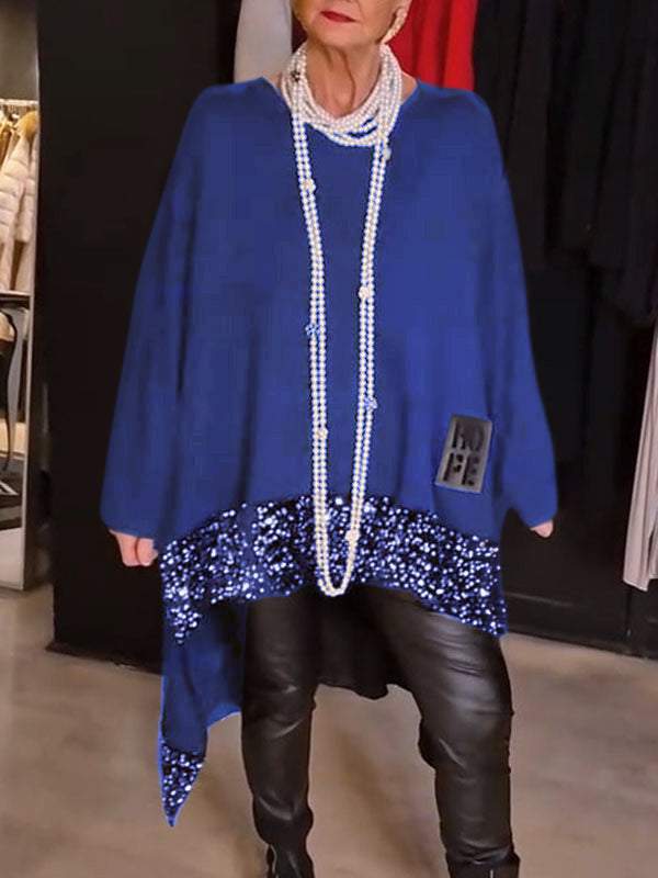 Damen Elegantes und fließendes asymmetrisches Strickoberteil Stilzeits